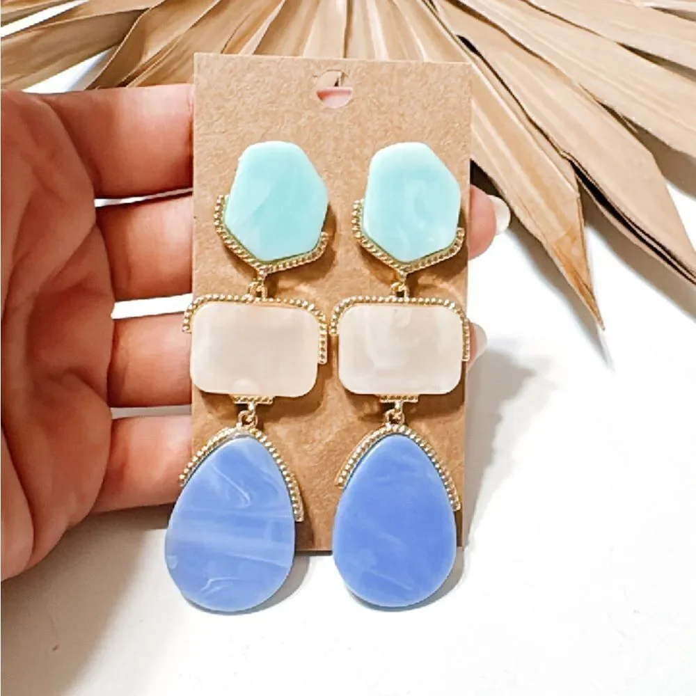 stone drop earrings N419